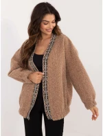 Dámsky sveter / bunda DHJ NA A8500.11P Brown melange - FPrice Dámsky sveter / bunda DHJ NA A8500.11P Brown melange - FPrice
