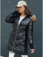 Dámska prešívaná zimná bunda z umelej kožušiny s kapucňou LAGOON black FashionStreet TY4499