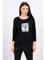 Blúzka s potlačou Star Style čierna Blúzka s potlačou Star Style čierna