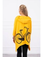 Horčicová mikina na bicykel s potlačou