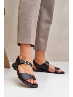 Dámske kožené ploché sandále Zazoo 3014 black Dámske kožené ploché sandále Zazoo 3014 black
