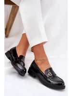 Lakierowane Mokasyny Damskie Z Serduszkiem S.Barski HY51-379 Czarne