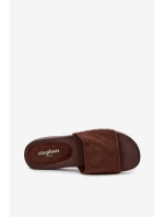 Dámské žabky se zlatými přezkami čokoládové Ferinna