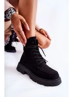 Dámské semišové kozačky zavazované Černá Vanita