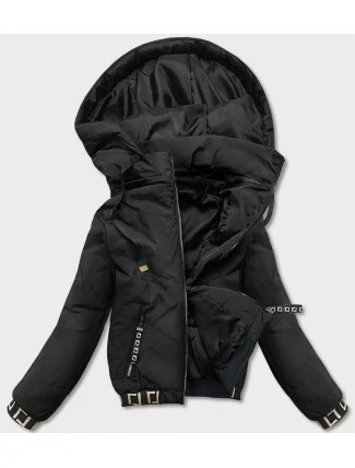 Čierna dámska bunda typu "bomber" (B8098-1)