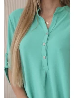 Blúzka s predĺženým zadným dielom tmavá mentolová