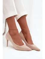 Szpilki Damskie Z Eko Zamszu Beżowe Elvessa