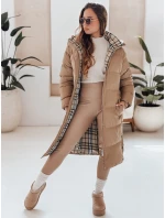 WINTERMISS dámska zimná dlhá prešívaná bunda s kapucňou tmavo béžová FashionStreet TY4966