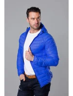 Svetlomodrá prešívaná pánska bunda s kapucňou (HM112-40) Svetlomodrá prešívaná pánska bunda s kapucňou (HM112-40)