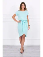 Šaty s obálkovým spodným dielom v mätovej farbe