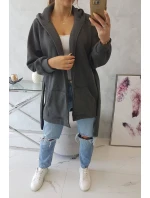 Zateplená bunda so zaväzovaním v páse v grafitovej farbe Zateplená bunda so zaväzovaním v páse v grafitovej farbe