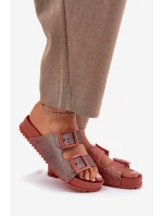 Pachnące Klapki Damskie Z Brokatem I Klamrami ZAXY RR285025 Brudny Róż