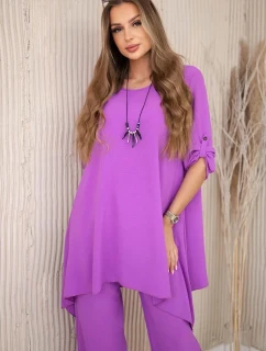 Súprava blúzka + nohavice s fialovým príveskom