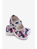 Dziecięce Baleriny W Kwiatuszki Granatowo-Szare Noah