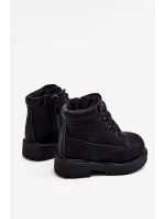 Dziecięce Ocieplane Czarne Trapery Botki Dexter