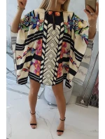 Netopierie šaty s viazaním v páse ecru