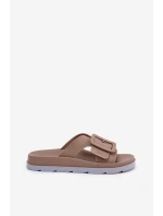 Pachnące Klapki Damskie Z Ozdobną Klamrą ZAXY RR285076 Beżowe