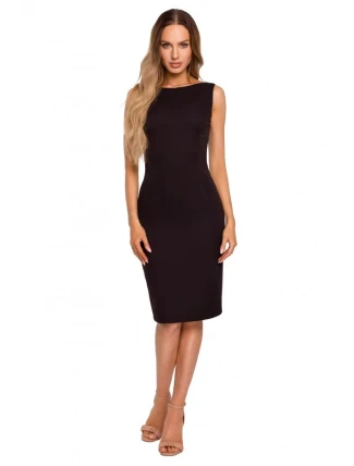 M667 Šaty Shaeth s ozdobnou retiazkou na chrbte - čierne