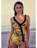 Dámske jednodielne plavky 7383 M1 čierno-žlté - Anita