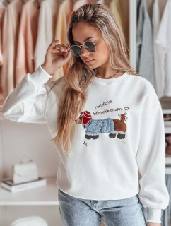 Dámska oversize mikina s výšivkou DOGSWEETY biela FashionStreet BY1478