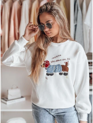 Dámska oversize mikina s výšivkou DOGSWEETY biela FashionStreet BY1478 Dámska oversize mikina s výšivkou DOGSWEETY biela FashionStreet BY1478