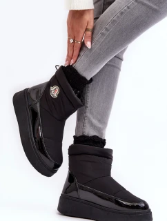 Wsuwane Śniegowce Damskie Na Platformie Czarne Gattea