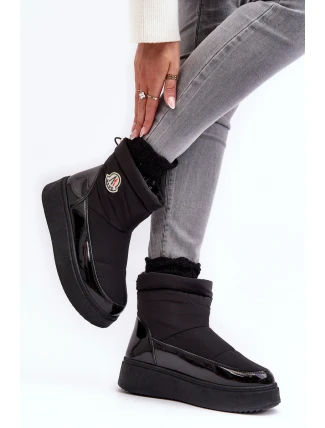 Wsuwane Śniegowce Damskie Na Platformie Czarne Gattea
