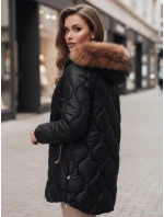 Dámska zimná bunda LUMORE prešívaná s kapucňou čierna FashionStreet TY4723