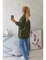 Zateplená mikina so zapínaním na cvoky khaki