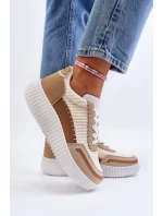 Sneakersy Damskie Na Platformie Beżowe Redala