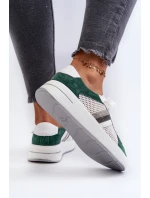 Sneakersy Skórzane Damskie D&A LR110 Zielono-Białe Sneakersy Skórzane Damskie D&A LR110 Zielono-Białe