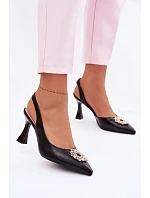 Sandály na podpatku s bižuterním ozdobením Vinceza 62277 Černé