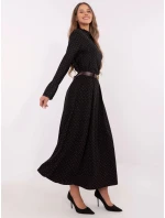 Elegantná maxi sukňa s ozdobným lemom čierna (19720)