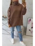 Zateplená mikina so zipsom na chrbte mocca