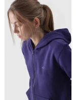 Bluza Damska Dresowa Z Kapturem Rozpinana Bawełniana 4F Granatowa 4FWMM00TSWSF1467-31S