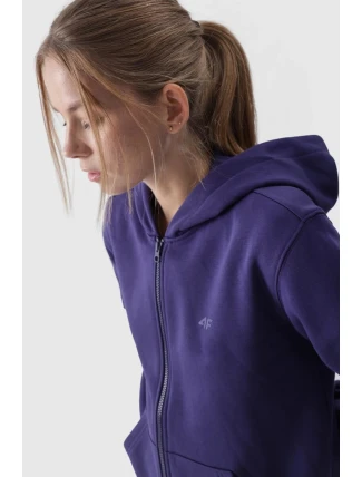 Bluza Damska Dresowa Z Kapturem Rozpinana Bawełniana 4F Granatowa 4FWMM00TSWSF1467-31S