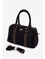 Kufríková kabelka so zlatými gombíkmi Black Emelle