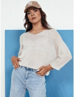 Dámsky ažurový sveter ANNIS beige FashionStreet MY2336