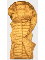 Žltá prešívaná dámska vesta s kapucňou (13072-333)