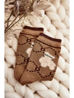 Ciepłe Skarpety Bawełniane Z Misiem Brązowe