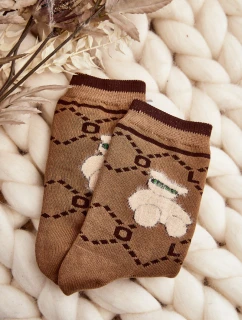 Ciepłe Skarpety Bawełniane Z Misiem Brązowe