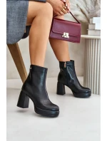 Botki Na Słupku Ze Skóry Naturalnej GOE OO2N4166-W2 Czarne