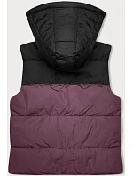 Dámska krátka vesta s kapucňou j.style purple-black (16M9112-53) Dámska krátka vesta s kapucňou j.style purple-black (16M9112-53)