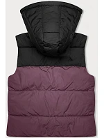 Dámska krátka vesta s kapucňou j.style purple-black (16M9112-53)