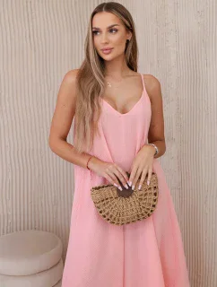 Mušelínové šaty bez ramienok marhuľová