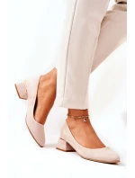 Zamszowe Czółenka Lewski 3118 Beżowe