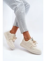 Damskie Sneakersy Eko Skórzane Beżowe Avanalis