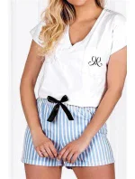 Dámske pyžamo Nicole Bielo-modrá - Momenti Per Me Dámske pyžamo Nicole Bielo-modrá - Momenti Per Me