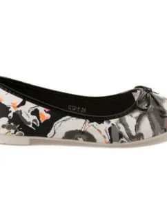 Unikátny čierne dámske baleríny s kvetmi