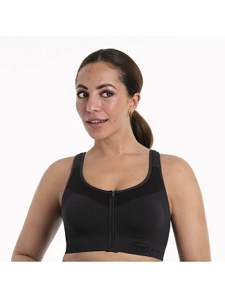 Športový top EasyMove Zip tvarovaný, predné zapínanie 5511 carbon grey - Active